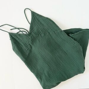 AEMI+CO Forest Green Side Button Lace-up Midi Dress